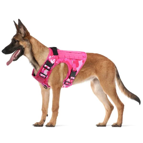 Military Pink Camouflage Dog Harness For Large, Medium Dogs